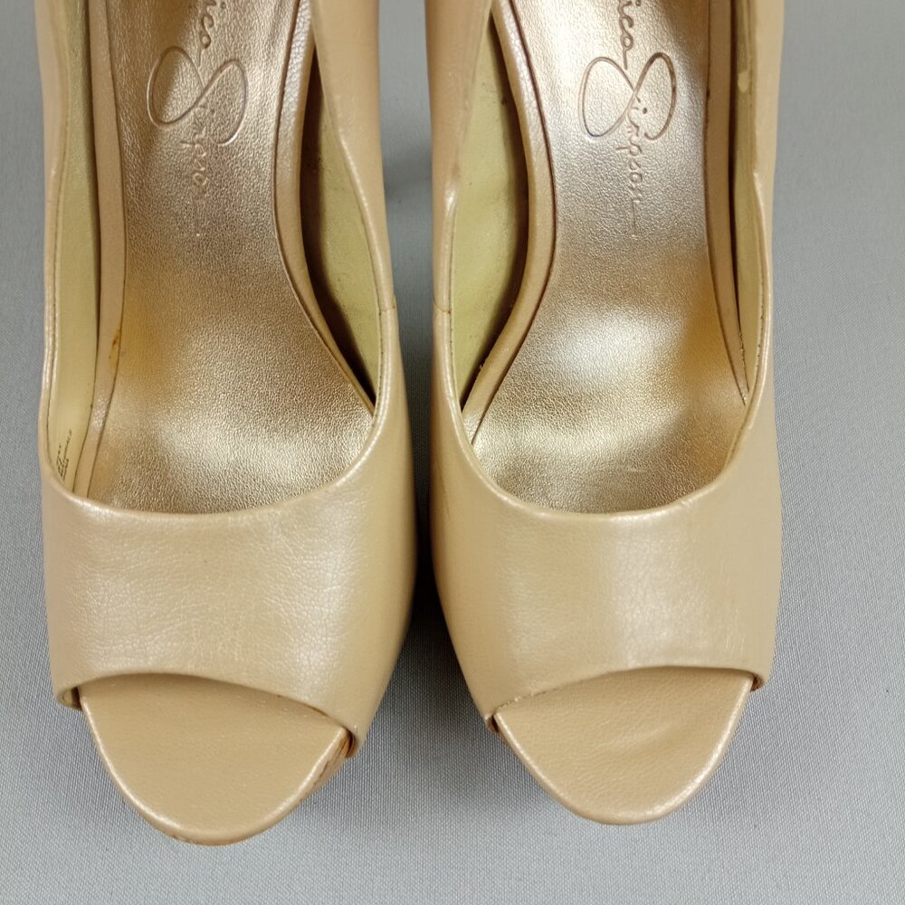 Jessica Simpson Women's Amandax Cream 4.5 Inch Stiletto Pump Peep Toe Size 6.5 B - Picture 7 of 14